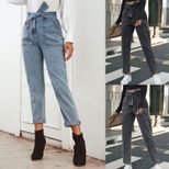 High Waisted Slim Fit Denim Pants Womens Casual Style Perfect for Spring and Summer Ready to Shi