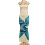 Summer Womens Maxi Dress Sleeveless Bodycon Floral Print Backless Perfect for Parties and Beach