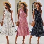 Polka Dot Maxi Dress Original Design Spring Summer Collection Elegant Style Wholesale Ready to S