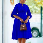 Plus Size A Line Dress Fashionable Wrinkled Design Elegant Style Autumn Winter Collection for Wo