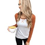 Womens Long Sleeve T Shirt Slim Fit Color Block Design Thumb Hole Detail Spring Autumn Casual Wear