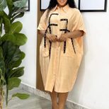 Womens Short Sleeve Fashionable Loose Fit Shirt Dress Stylish Collar Mid Length Versatile for Ca