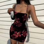 Summer Backless Bodycon Mini Dress for Women Sexy American Style Spaghetti Straps Comfortable Fa