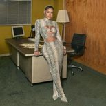 High Neck Long Sleeve Bodycon Dress Fashionable Snake Print Metallic Button Details Autumn Winte