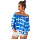 Off Shoulder Loose Fit T Shirt Three Quarter Sleeve Casual Fall Wear customizable