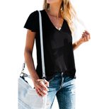 Womens Casual T Shirt Slim Fit Ruffled Sleeve Round Neck Soft Fabric Summer Wear