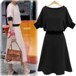 A Line Dress Plus Size Elastic Waist Mid Length Slimming Fit Summer Casual Wear Wholesale Availa