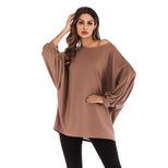 Plus Size Batwing Sleeve T Shirt for Women Loose Fit Solid Color Round Neck Casual Wear Wholesal