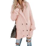 Womens Double Breasted Long Cardigan Sweater Thickened Long Sleeve Mid Length Winter Fashion Out