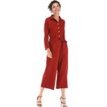 Womens Belted Solid Color Jumpsuit Wide Leg Casual Style Comfortable Fabric Wholesale Available