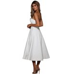 Mini Dress Solid Color Strapless Flared A Line Waist Cinching Mid Length Cocktail Party or Eveni