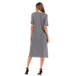 Womens Casual Solid Color Short Sleeve Round Neck Split Hem Dress Autumn Fashion Wholesale Avail