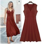 Summer A Line Dress for Women V Neck Sleeveless Slim Fit Waist Defining Perfect for Casual Outin