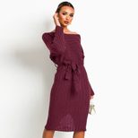 Womens Long Sleeve Knit Dress Mid Length Casual Style Comfortable Fabric Spring Summer Collectio