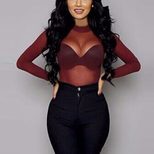 Sheer Mesh Long Sleeve T Shirt Stretchy Sexy Lightweight Fabric Perfect for Layering or Night Ou