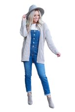 Womens Denim Overalls Five Button Design Casual Fit Adjustable Straps OEM ODM service