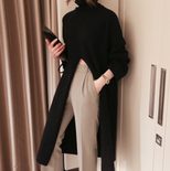 High Neck Long Sweater Dress High Waist Split Design Fashionable Style Autumn Wear for Women Who