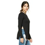 Womens Long Sleeve T Shirt Slim Fit Solid Color Side Slit Design Perfect for Early Spring Casual