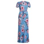 Floral Print Maxi Dress Short Sleeve Casual Style Spring Summer Wholesale Available custom packa