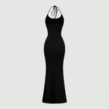 Sexy Halter Neck Bodycon Dress High Waist Backless Long Length Autumn Winter Evening Gown Wholes