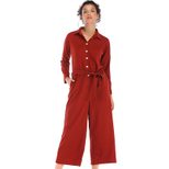 Womens Belted Solid Color Jumpsuit Wide Leg Casual Style Comfortable Fabric Wholesale Available