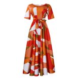 Plus Size African Style Dress Fashionable Short Sleeve A Line Tie Detail Perfect for Summer Even