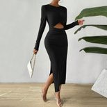 Sexy Hollow Out Split Bodycon Dress Autumn Winter Collection Perfect for Parties Wholesale Avail