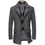 Mens Mid Length Wool Blend Overcoat Thickened Lapel Warm Fabric Stylish Design Perfect for Winte