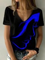 V Neck Printed Short Sleeve T Shirt for Women Casual Style Comfortable Fabric Available in Multiple Sizes Wholesale