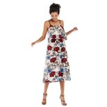 Summer Womens Dress Slim Fit Backless Waist Cinching Fresh Floral Print Chiffon Fabric Perfect f