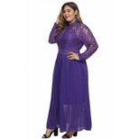 Plus Size Lace Hollow Out High Neck Long Sleeve Dress for Autumn Spring Wholesale fast shipping ready to ship