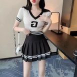 Pleated Mini Skirt for Women Korean Style High Waist A Line Elastic Waist Plus Size Spring Summer Casual Wear