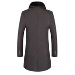 Mens Mid Length Wool Blend Overcoat Thickened Fabric Large Fur Collar Stylish Design Perfect for