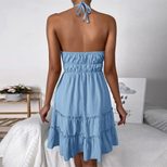 Mini Dress Sexy Backless Halter Neck Floral Print Casual Summer Wear Wholesale Available customi