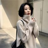 High Neck Womens Sweater Premium Quality Simple Design Solid Color Early Autumn Knitwear Wholesa