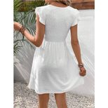 Knit Jacquard Hollow Out Dress Elastic Sheer Lace Butterfly Sleeves Spring Summer Fashion Wholes