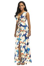 Digital Print V Neck Dress Multicolor Sexy Design Nightclub Wear customizable