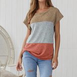 Color Block Loose Fit T Shirt Summer Style Available in 4 Colors Casual Wear for Women Wholesale