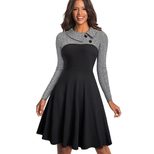 Vintage Floral Print Long Sleeve Dress Loose Fit Irregular Hem Spring Style Perfect for Casual O