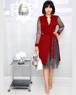 Plus Size African Polka Dot Mesh Patchwork Dress Elegant Design Perfect for Summer Events Wholes