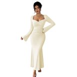 Elegant Ankle Length Dress Chic Cold Shoulder Design High End Fabric Perfect for Fall Winter Who