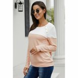 Womens Plus Size Color Block Pullover Sweatshirt Casual Style Round Neck Long Sleeve Comfortable Fabric Wholesale