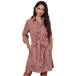 Womens Shirt Dress Autumn Style Three Quarter Sleeve Slim Fit with Pockets fast shipping