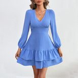 Womens Long Sleeve Dress Sexy Backless Design Ruffle Hem Elegant Style Perfect for Autumn and Wi