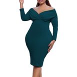 V Neck Bodycon Dress Solid Color Plus Size Fashionable Spring Summer Occasion Wholesale Availabl