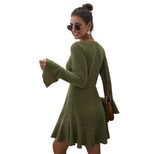 V Neck Knit Dress for Women Sexy Fit Long Sleeve Autumn Winter Fashion ready to ship