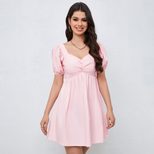 Womens Slim Fit Dress V Neck Ruched Front Waist Defining Elegant Evening Wear OEM Available