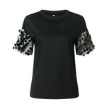 Sequin Patchwork Round Neck Short Sleeve T Shirt Womens Fashion Top Casual Wear Wholesale Availa