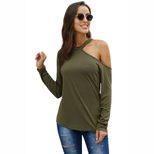 Asymmetrical Off Shoulder Long Sleeve T Shirt for Women Slim Fit Casual Style Autumn Collection