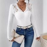 Lace Hollow Out Long Sleeve Womens Top Sexy Design Floral Pattern Elegant Style Perfect for Even
